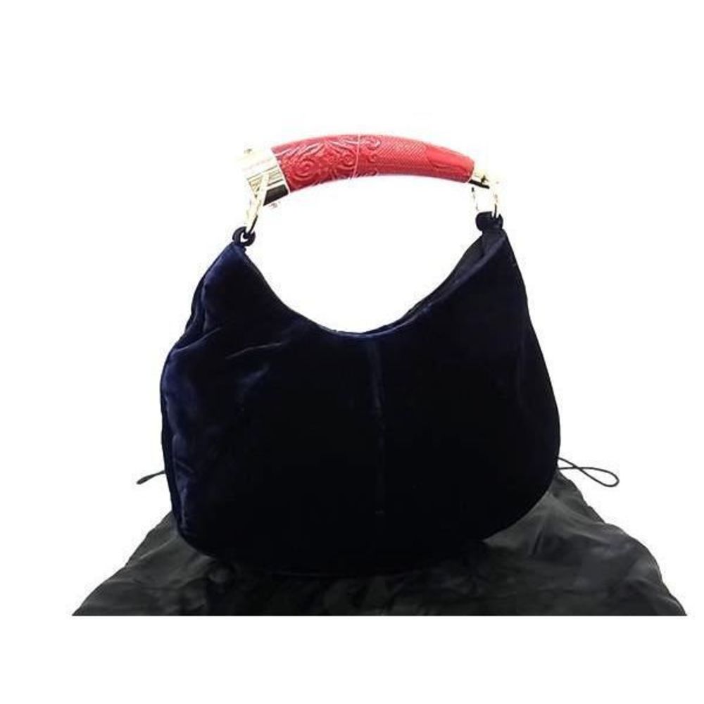 Yves Saint Laurent Mombasa Velor One Handle Handbag Blue